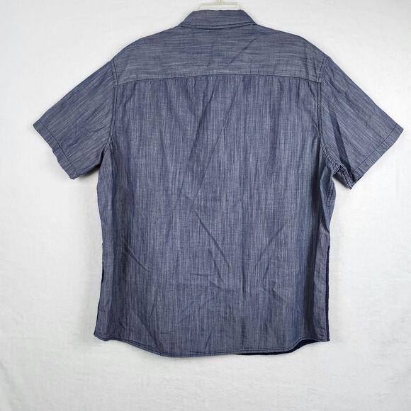 Rock & Republic Shirt Blue Two Tone Short Sleeve Button Up Size XL Front Pockets - Picture 3 of 8